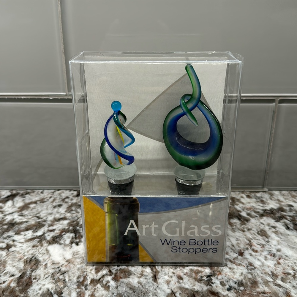 Art Glass Wine Bottle Stopper By LSArts, Inc. 2 Pack New In Package